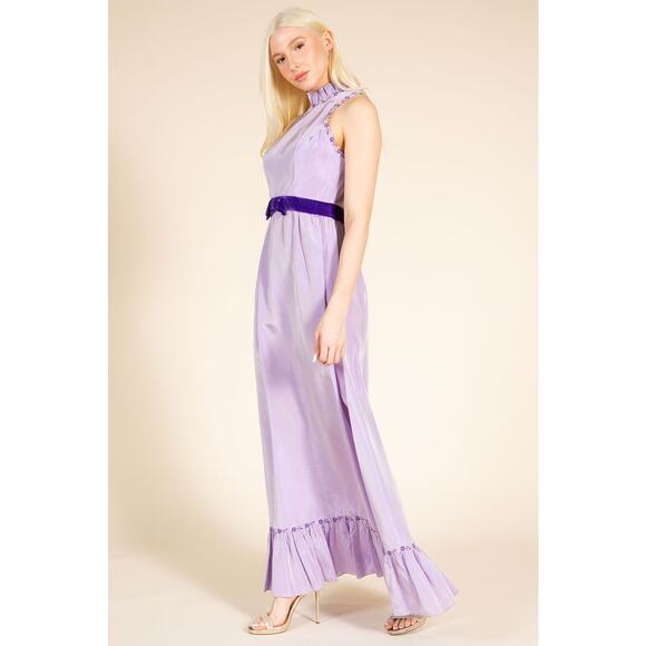 1960's Lavender Taffeta Empire Waist Gown Sz 0/2 - Picture 7 of 8